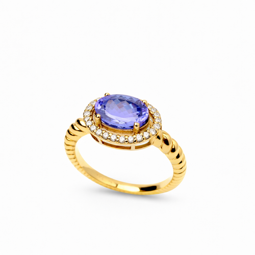 Oval Tanzanite Halo Ring