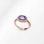 Tanzanite Ellipse , Embedded with Diamonds