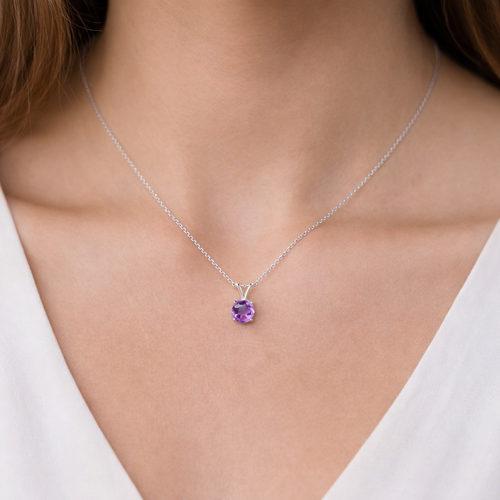 Amethyst Solitaire Pendant