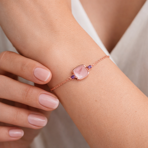 Obelisk Rose Quarts Bracelet
