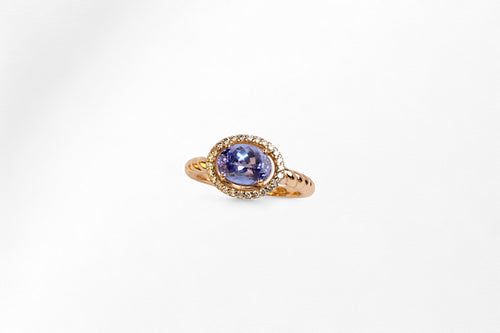Oval Tanzanite Halo Ring